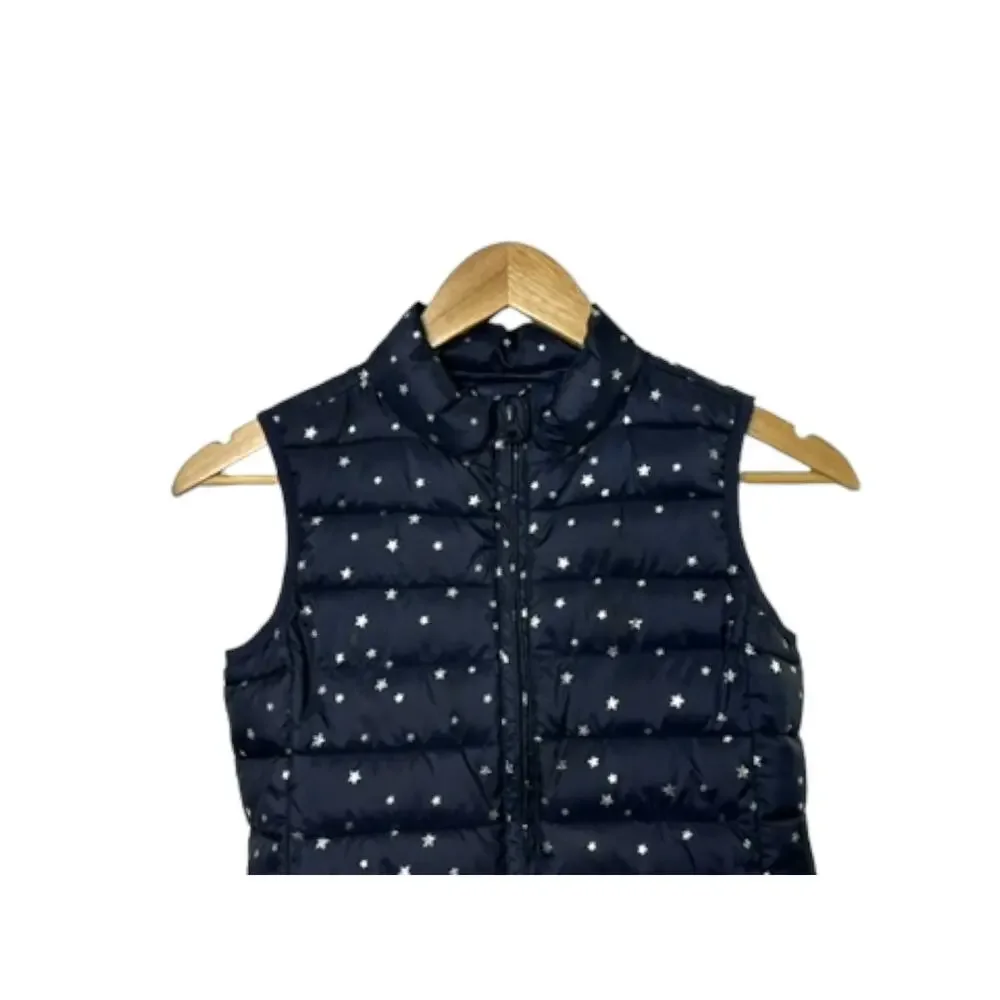 Gap Primaloft Lightweight Navy Blue Silver Star Print Puffer Vest Girl's Medium